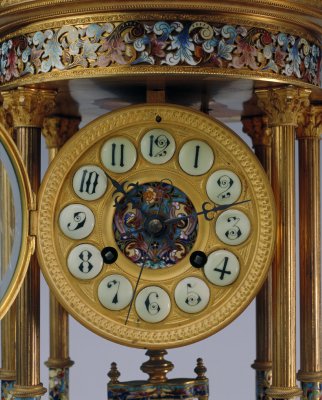 图片[2]-Copper plated gold inlaid enamel pavilion clock-China Archive